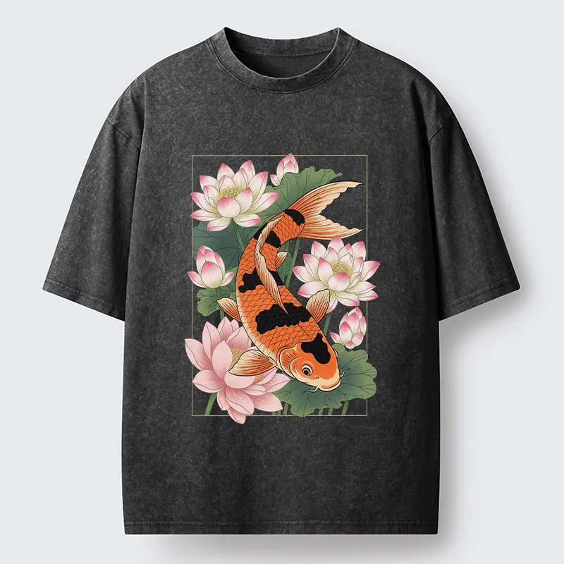 Tokyo-Tiger Japanese Traditional Koi Washed T-Shirt