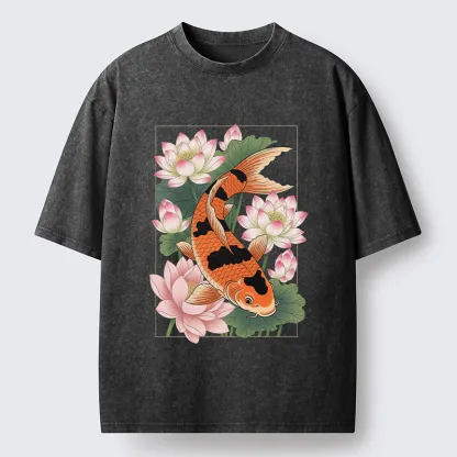 Tokyo-Tiger Japanese Traditional Koi Washed T-Shirt