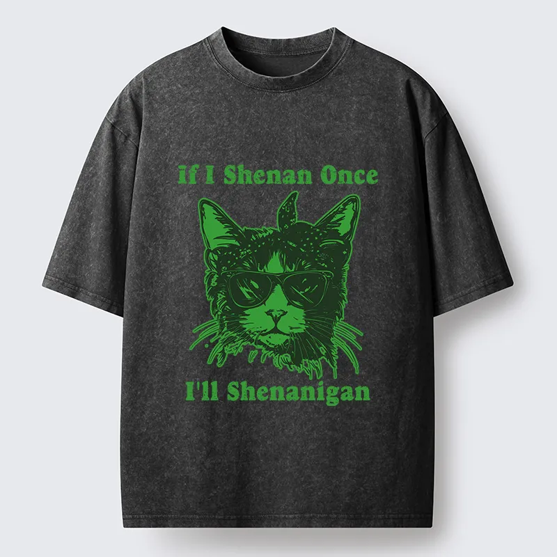Tokyo-Tiger St. Patrick's Elegant Cat Washed T-Shirt
