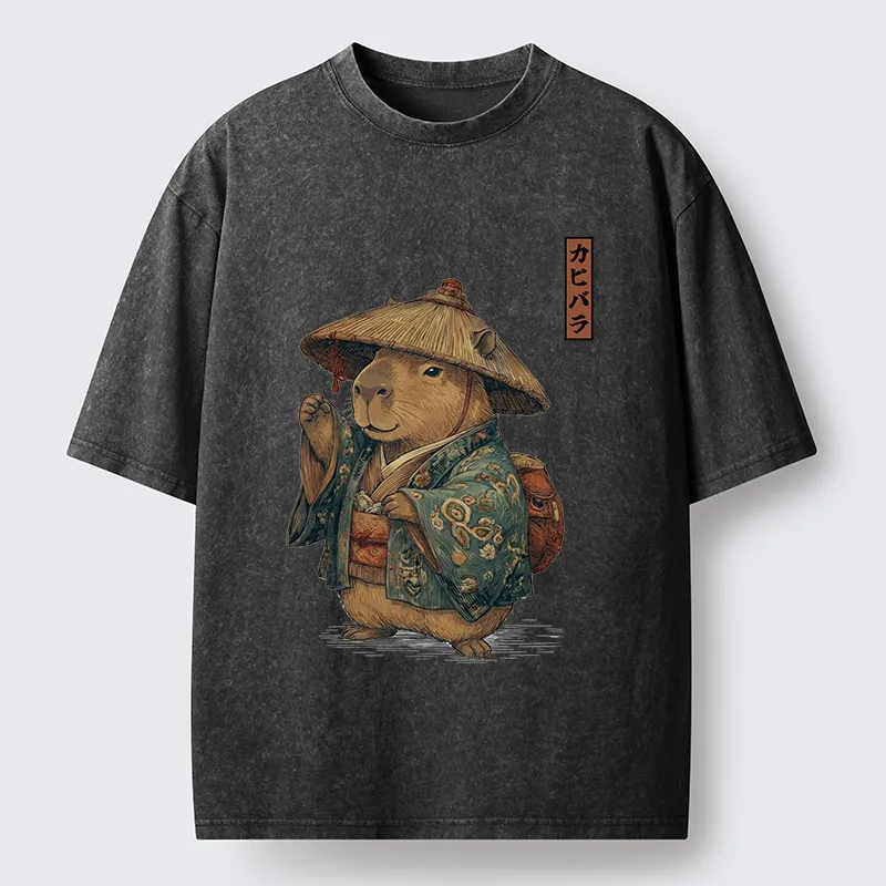 Tokyo-Tiger Traveling Capybara Washed T-Shirt