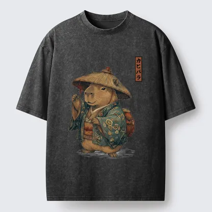 Tokyo-Tiger Traveling Capybara Washed T-Shirt