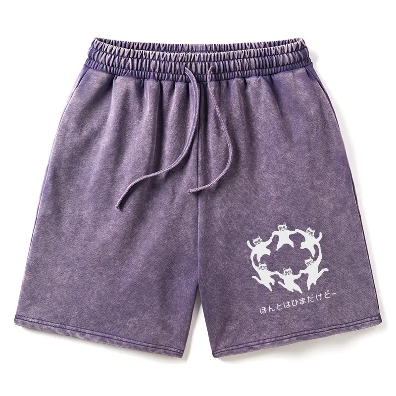 Tokyo-Tiger Leisure Cats Japanese Washed Shorts