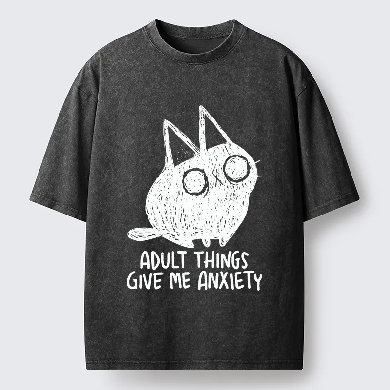 Tokyo-Tiger Adult Anxiety Washed T-Shirt