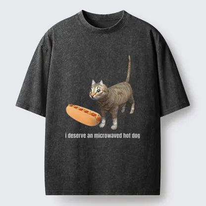 Tokyo-Tiger Microwaved Hot Dog Washed T-Shirt