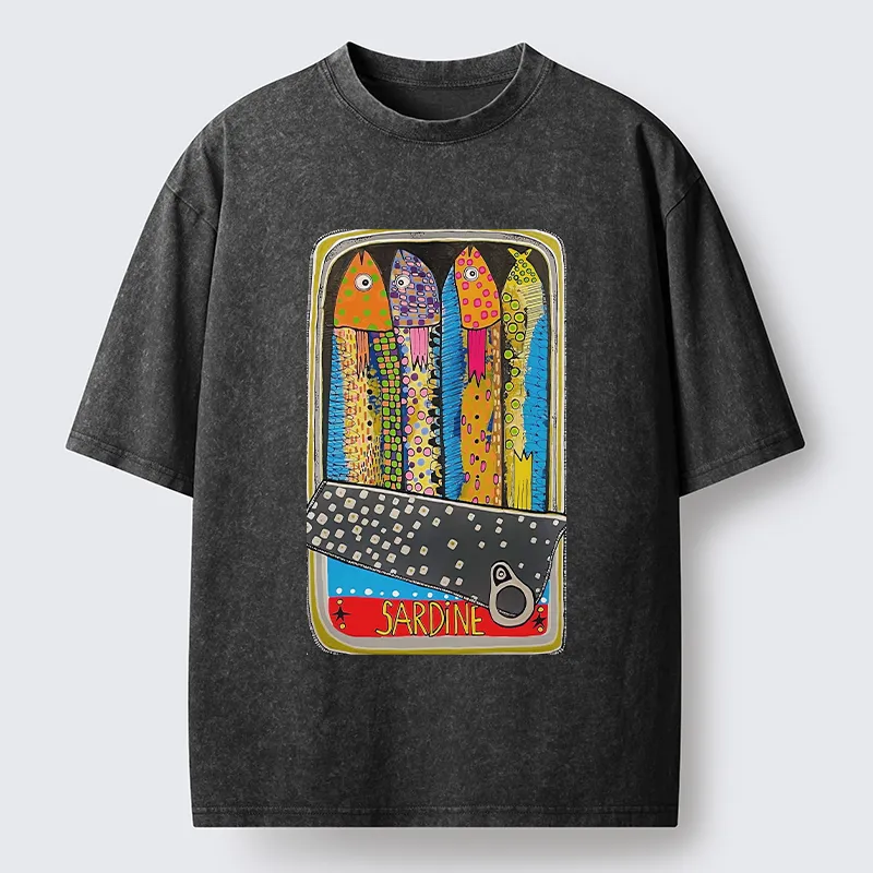 Tokyo-Tiger Colorful Sardines Washed T-Shirt