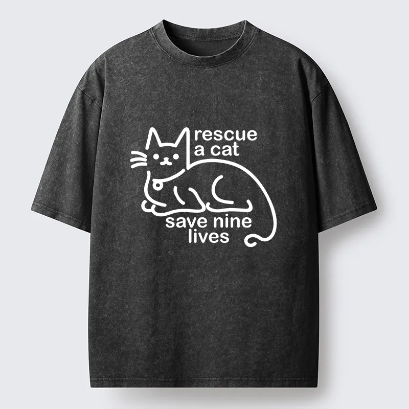 Tokyo-Tiger Nine Lives Of A Cat Funny Washed T-Shirt