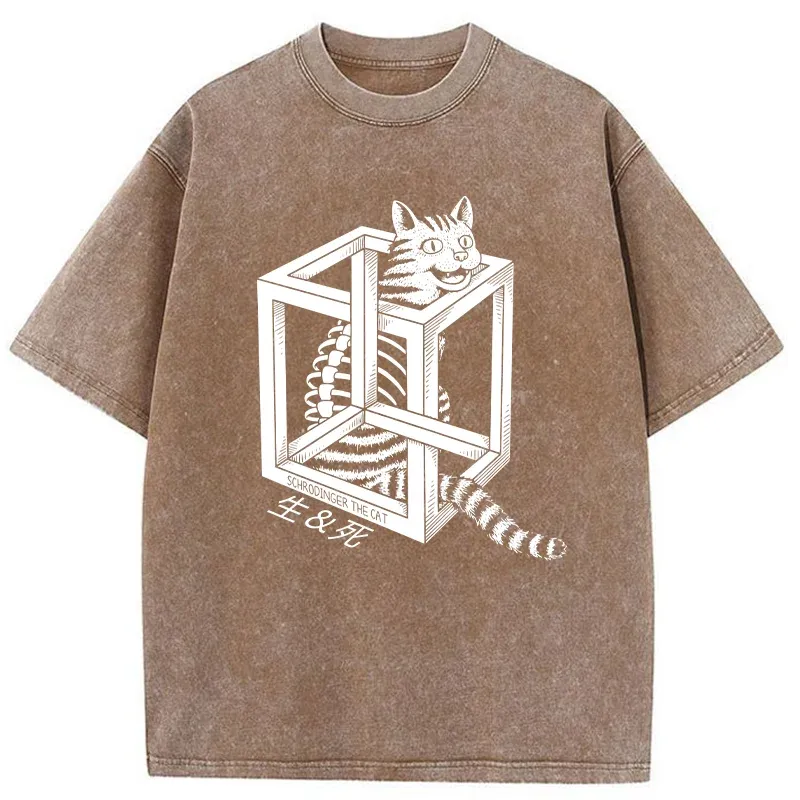 Tokyo-Tiger Schrodinger's Miserable Cat Washed T-Shirt
