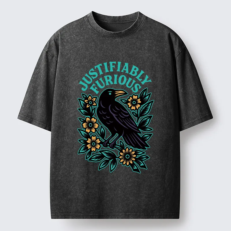 Tokyo-Tiger Rebellious Raven Washed T-Shirt