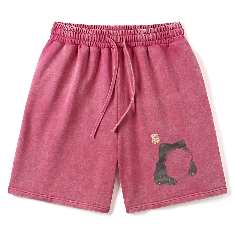 Tokyo-Tiger Matsumoto Hoji Woodblock Print Frog Washed Shorts