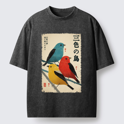 Tokyo-Tiger Three Birds, One Branch Washed T-Shirt