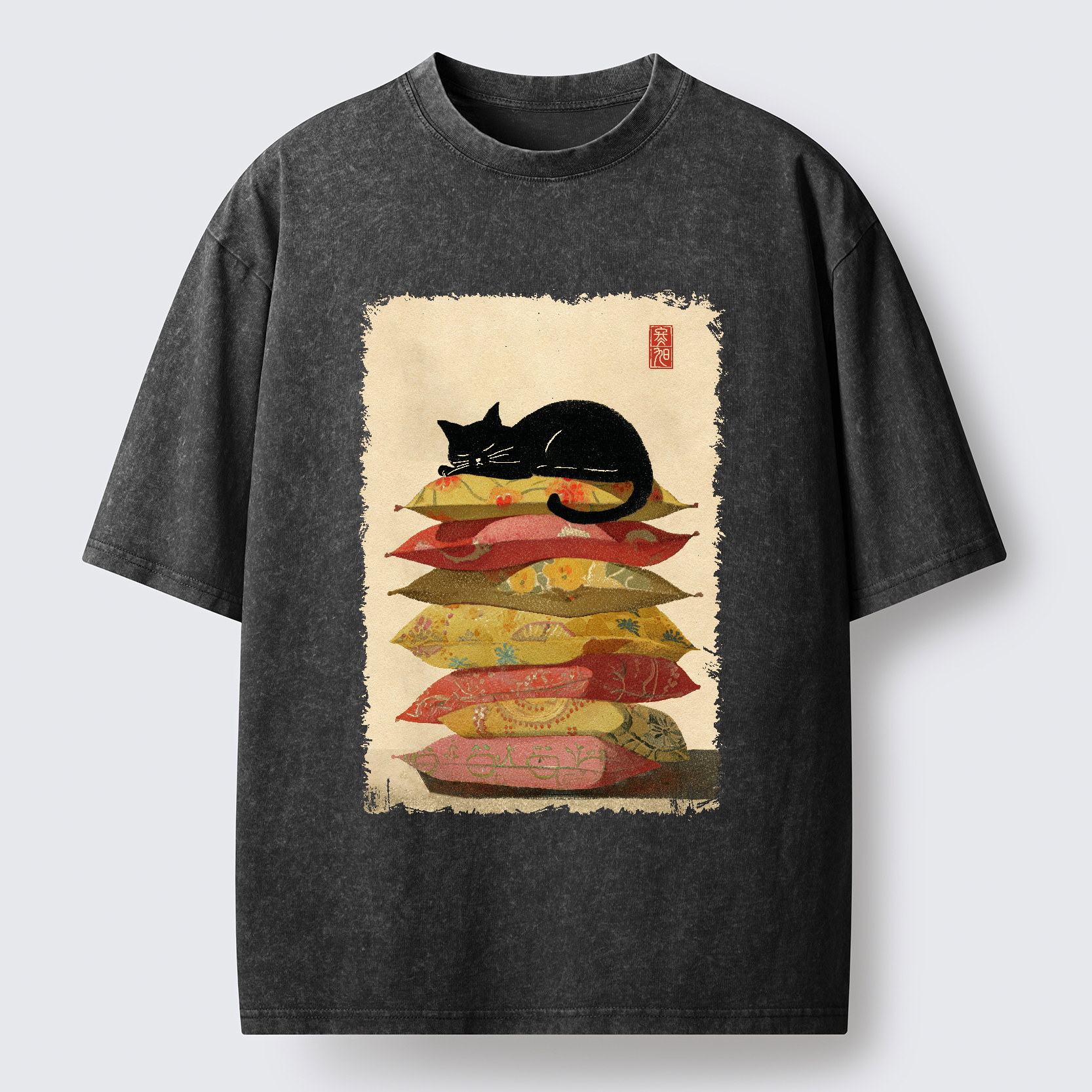 Tokyo-Tiger Sleeping Cat On The Pillows Washed T-Shirt