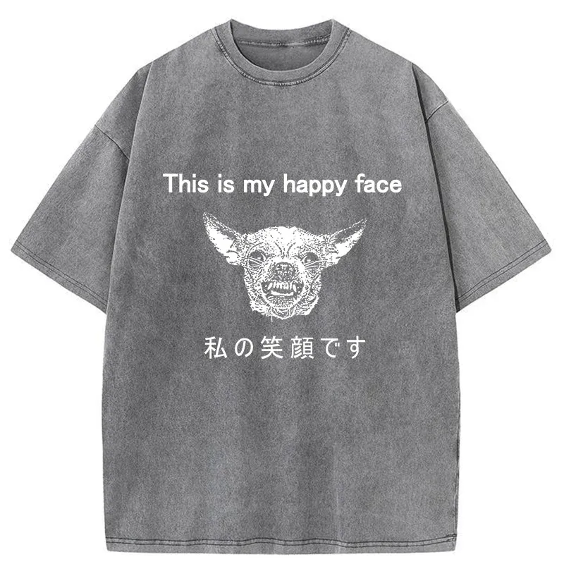 Tokyo-Tiger My Happy Face Washed T-Shirt