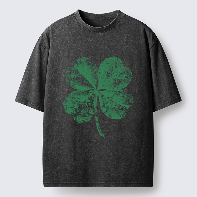 Tokyo-Tiger Lucky Four-leaf Clover Of St. Patrick's Day Washed T-Shirt