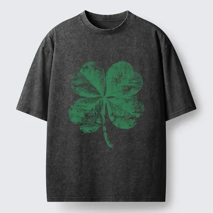 Tokyo-Tiger Lucky Four-leaf Clover Of St. Patrick's Day Washed T-Shirt