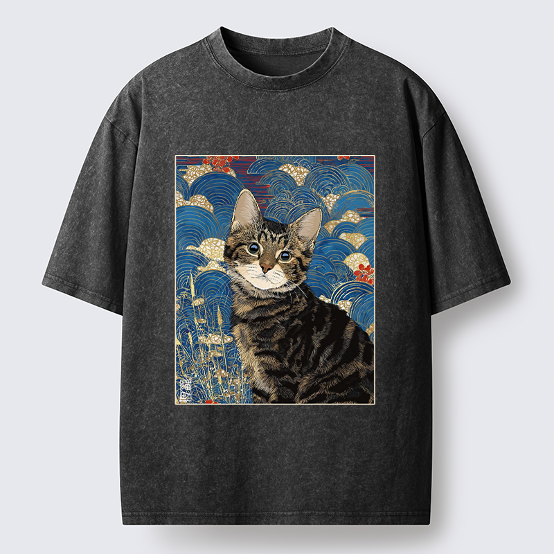 Tokyo-Tiger Elegant Kitten Washed T-Shirt