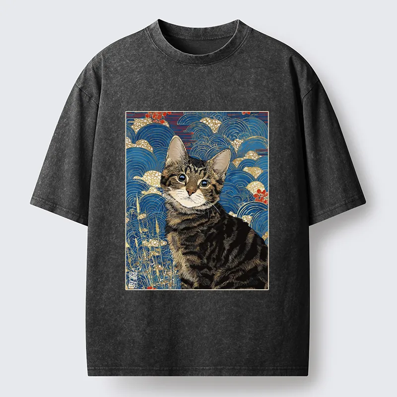 Tokyo-Tiger Elegant Kitten Washed T-Shirt