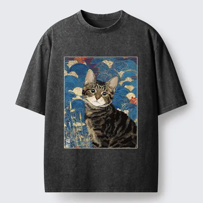 Tokyo-Tiger Elegant Kitten Washed T-Shirt