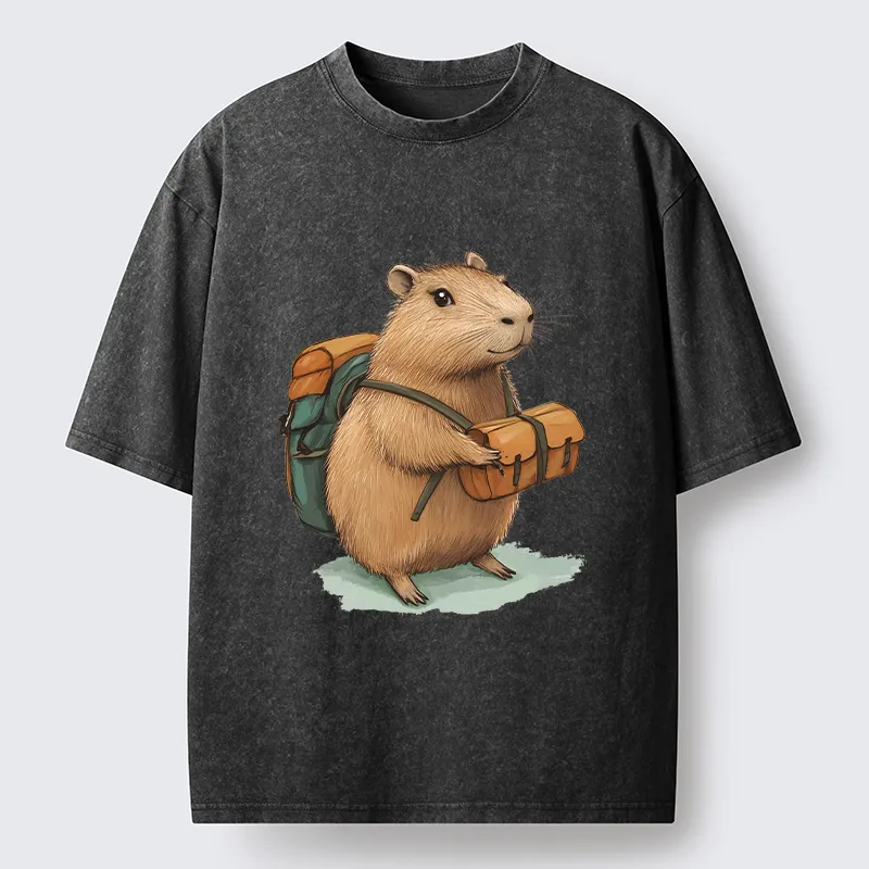 Tokyo-Tiger Traveling Capybara Washed T-Shirt