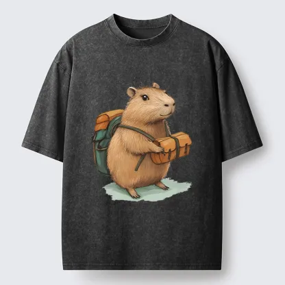 Tokyo-Tiger Traveling Capybara Washed T-Shirt