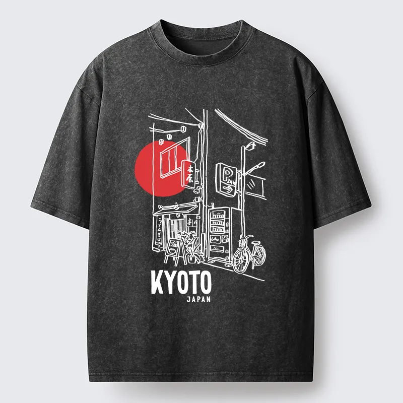 Tokyo-Tiger Kyoto Travel Street Washed T-Shirt