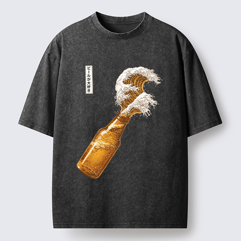 Tokyo-Tiger Beer Wave Washed T-Shirt