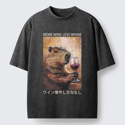 Tokyo-Tiger More Wine Less Whine Washed T-Shirt