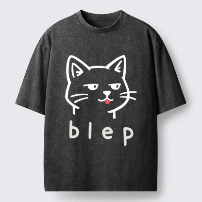 Tokyo-Tiger Naughty Cat Funny Washed T-Shirt