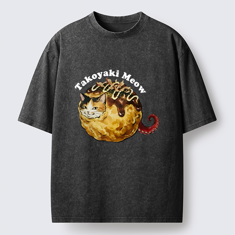 Tokyo-Tiger Takoyaki Meow Washed T-Shirt