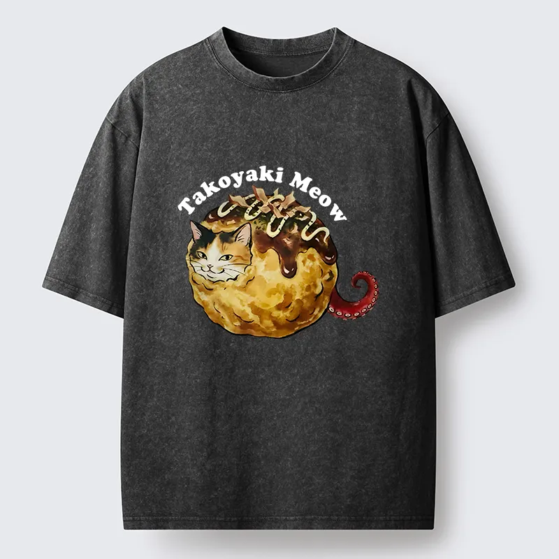 Tokyo-Tiger Takoyaki Meow Washed T-Shirt