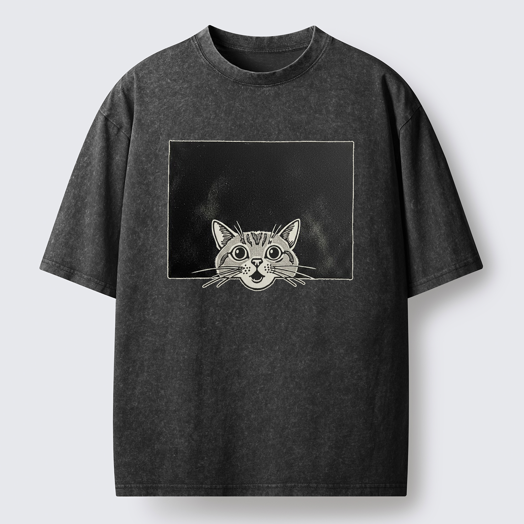 Tokyo-Tiger Surprised Cat Washed T-Shirt