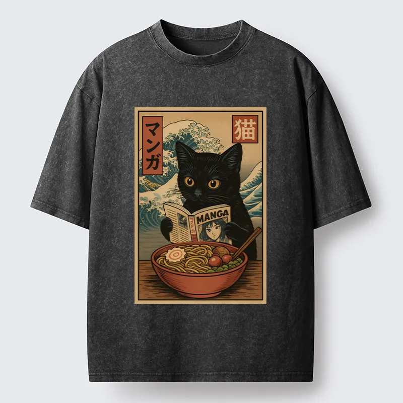 Tokyo-Tiger Cat's Japanese Life Washed T-Shirt