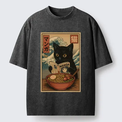 Tokyo-Tiger Cat's Japanese Life Washed T-Shirt
