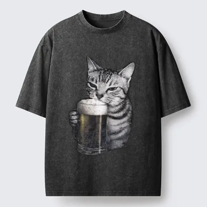 Tokyo-Tiger Cheers With The Cat Washed T-Shirt