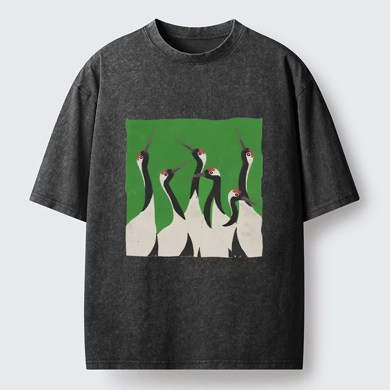 Tokyo-Tiger Crane Flock Washed T-Shirt
