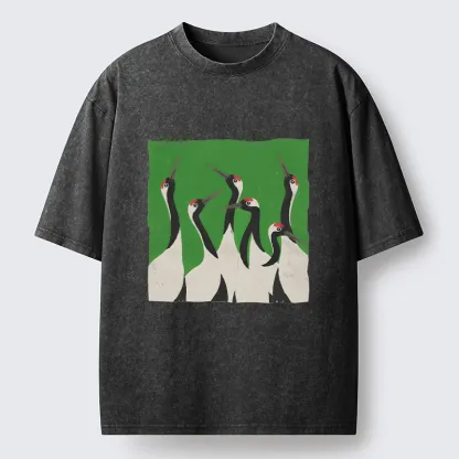 Tokyo-Tiger Crane Flock Washed T-Shirt