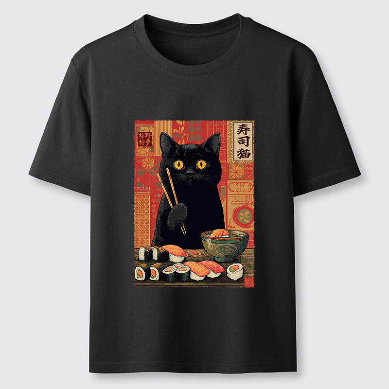 Tokyo-Tiger Neko Eats Sushi Classic T-Shirt