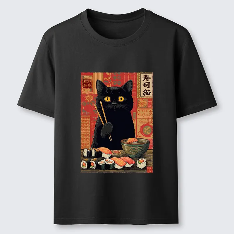Tokyo-Tiger Neko Eats Sushi Classic T-Shirt