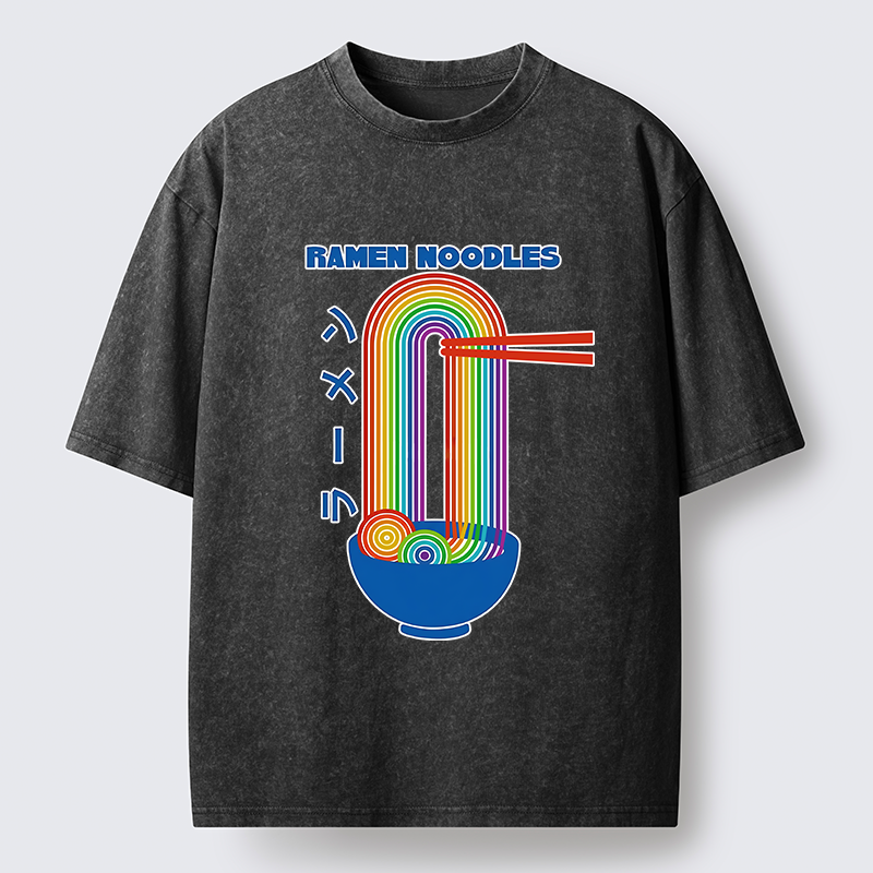 Tokyo-Tiger Ramen Rainbow Washed T-Shirt