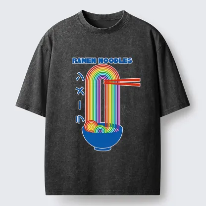 Tokyo-Tiger Ramen Rainbow Washed T-Shirt