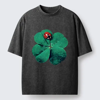 Tokyo-Tiger Ladybug And Lucky Clover Washed T-Shirt