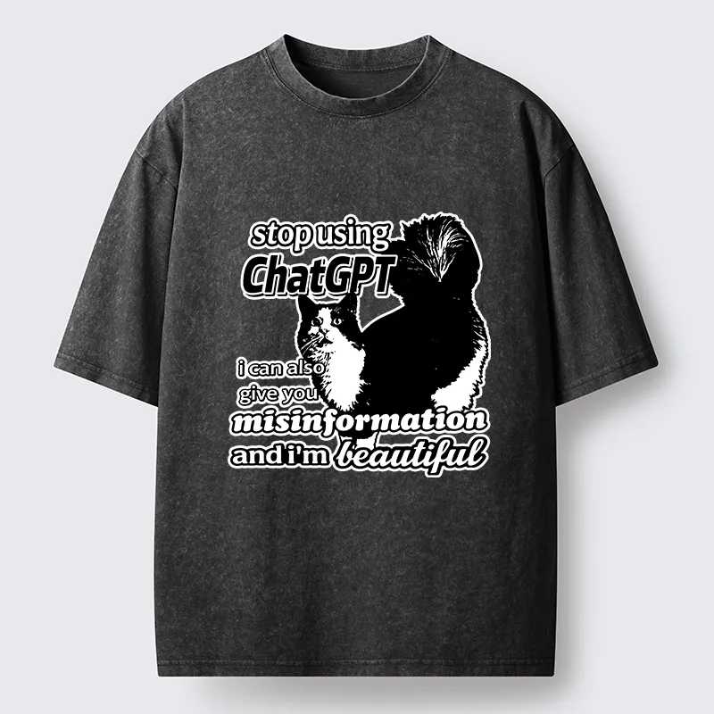 Tokyo-Tiger Stop Using Chatgpt Washed T-Shirt