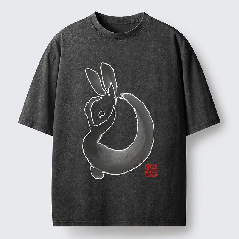 Tokyo-Tiger Ink Rabbit Washed T-Shirt