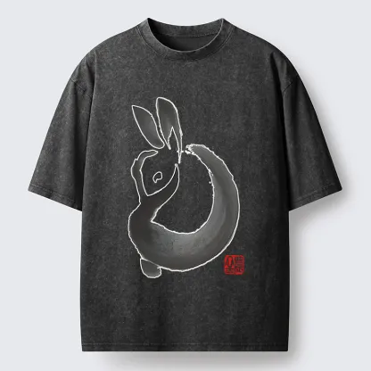Tokyo-Tiger Ink Rabbit Washed T-Shirt
