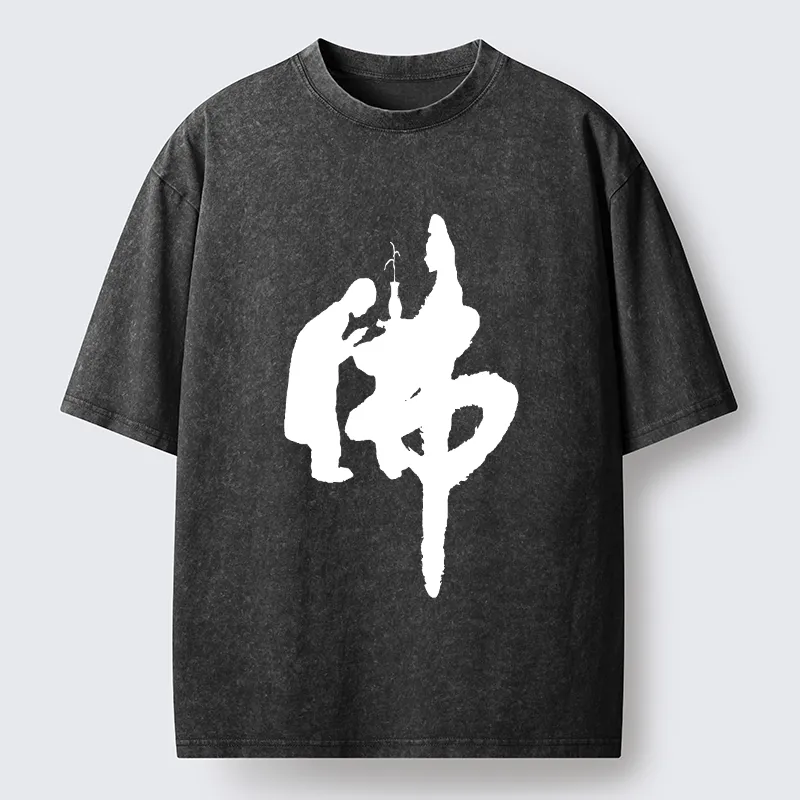 Tokyo-Tiger Buddha Kanji Washed T-Shirt