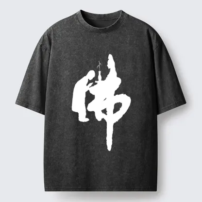 Tokyo-Tiger Buddha Kanji Washed T-Shirt