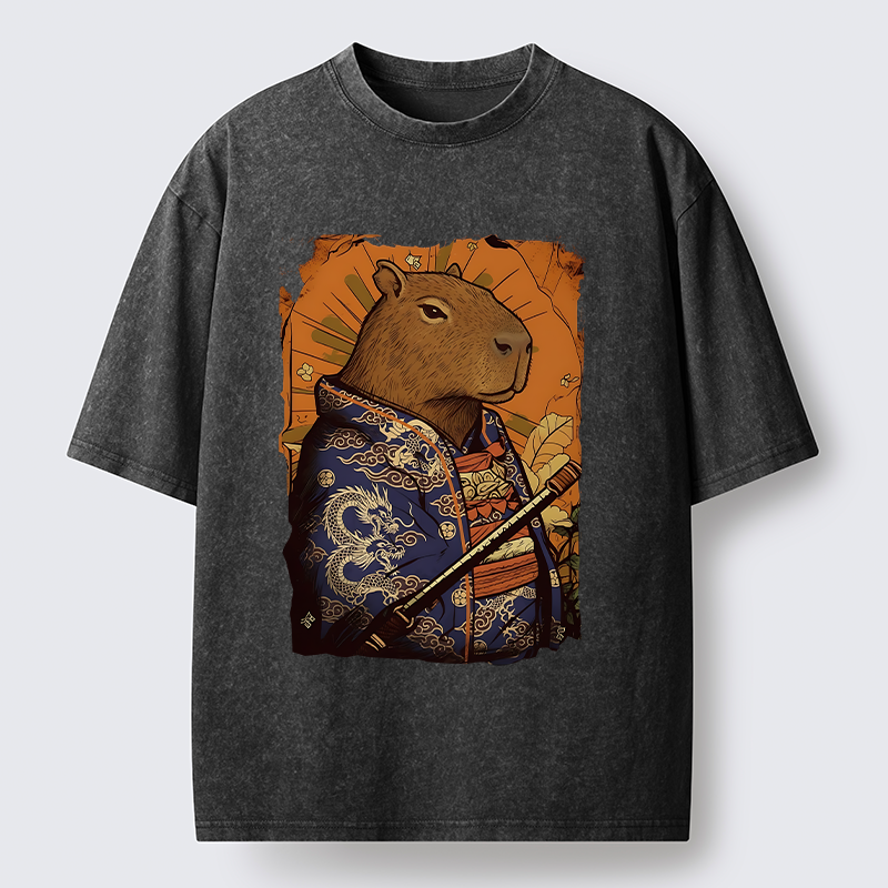 Tokyo-Tiger Elegant Capybara Washed T-Shirt
