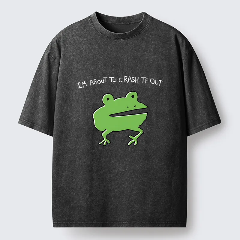 Tokyo-Tiger Very Sleepy Frog Funny Washed T-Shirt