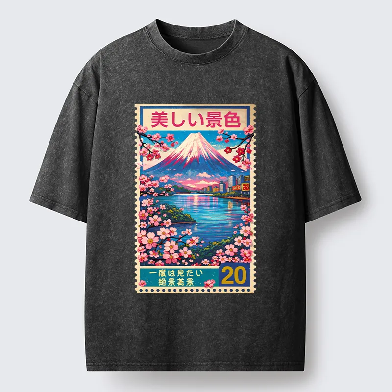 Tokyo-Tiger Springtime Scenery Washed T-Shirt