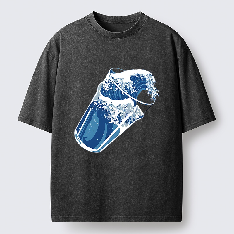 Tokyo-Tiger Waves In The Cup Washed T-Shirt