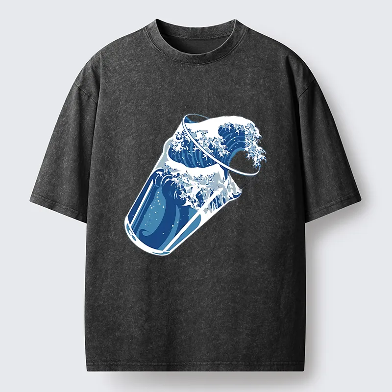 Tokyo-Tiger Waves In The Cup Washed T-Shirt